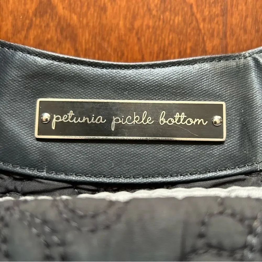 Petunia Pickle Bottom Black Quilted Diaper Bag, Shoulder Bag/Crossbody